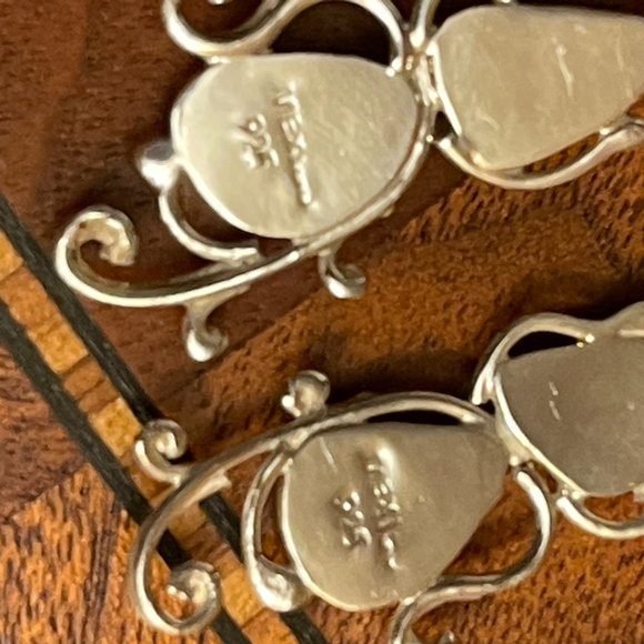 Mexico 925 Silver Turquoise Dangle Earrings - Picture 5 of 8